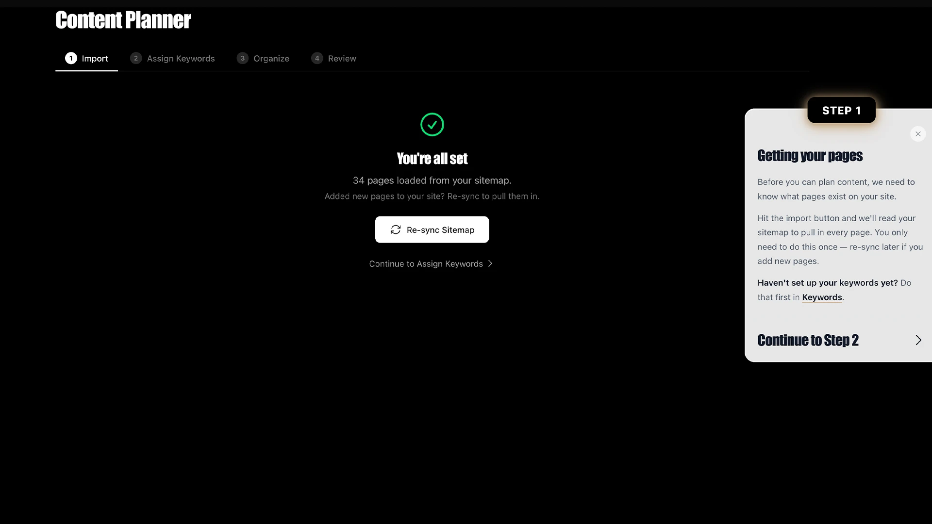 AiSEO content planner with keyword assignments